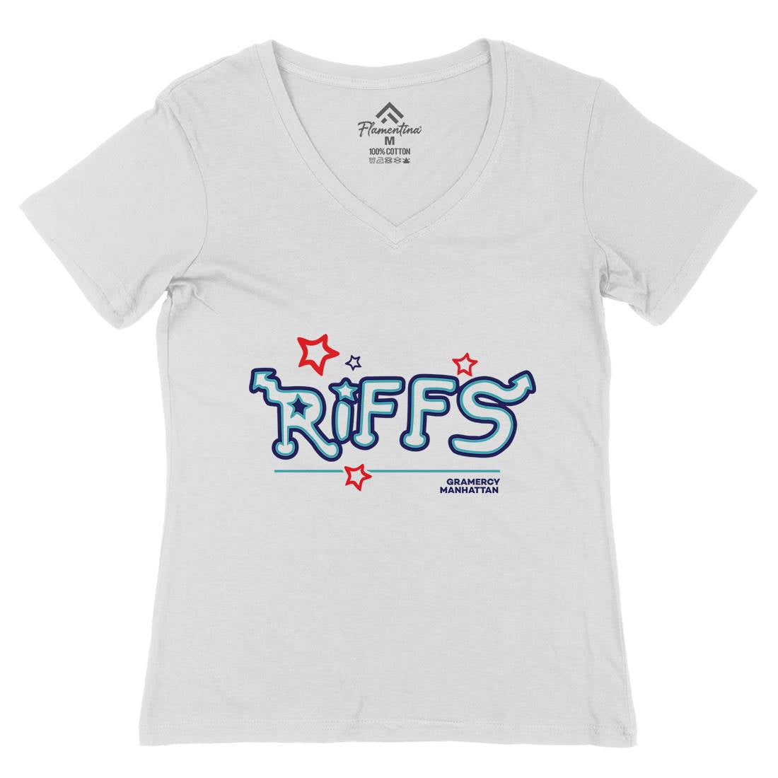 Riffs Womens Organic V-Neck T-Shirt Retro D290
