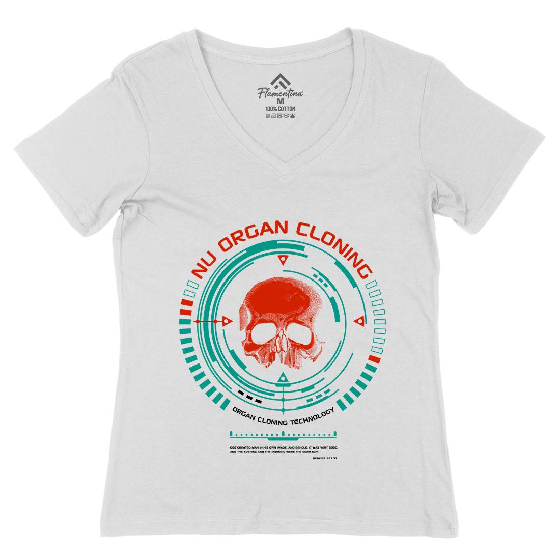 Nu Organ Cloning Womens Organic V-Neck T-Shirt Space D291