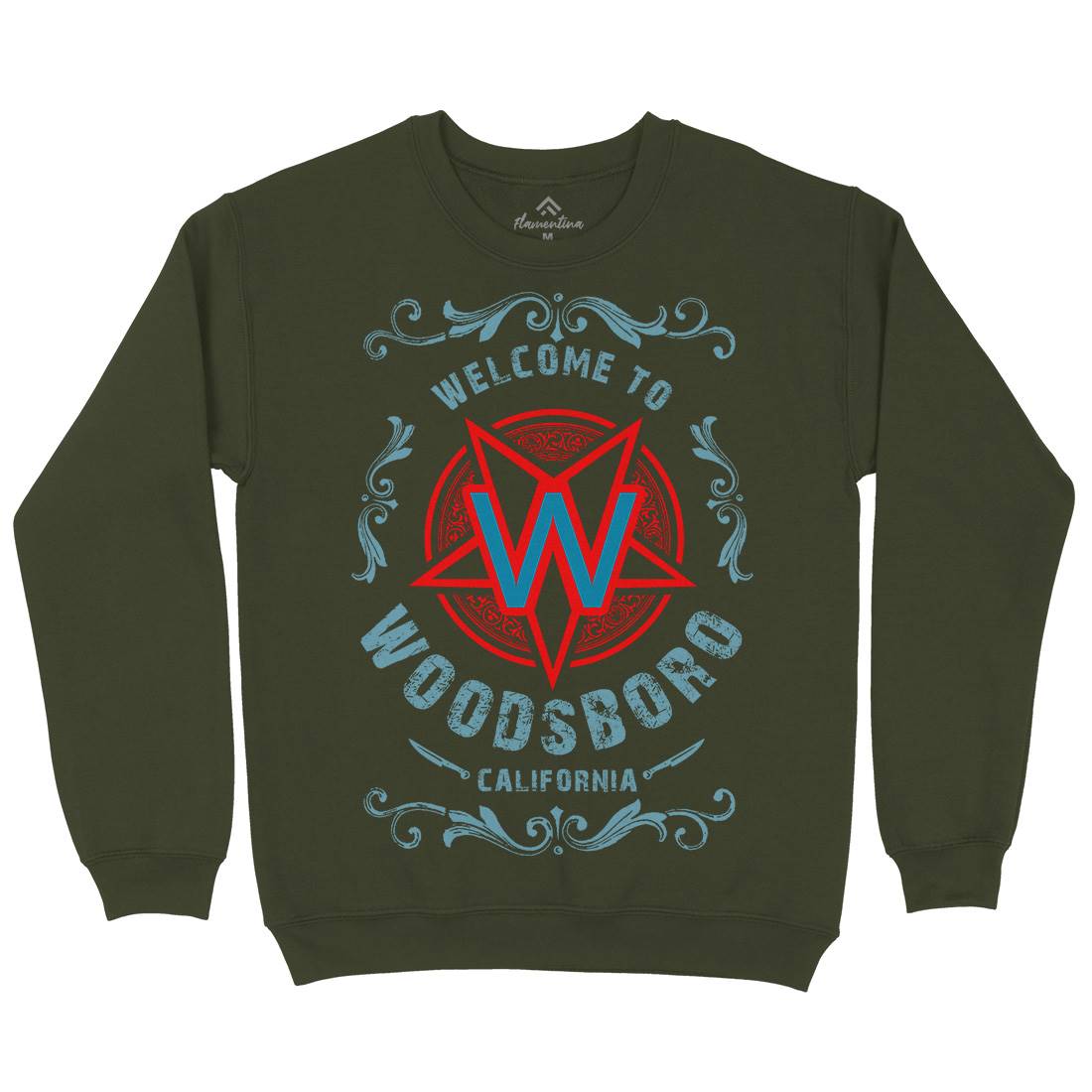 Woodsboro Mens Crew Neck Sweatshirt Horror D292