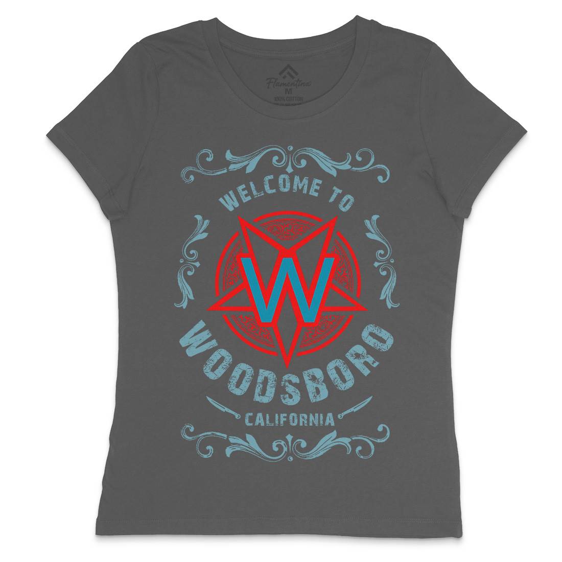 Woodsboro Womens Crew Neck T-Shirt Horror D292