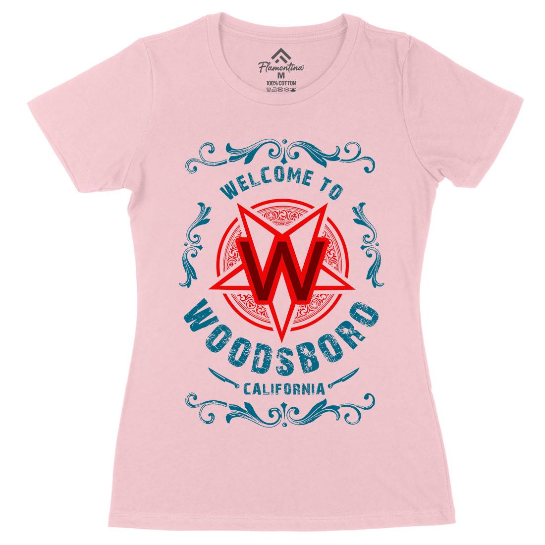 Woodsboro Womens Organic Crew Neck T-Shirt Horror D292