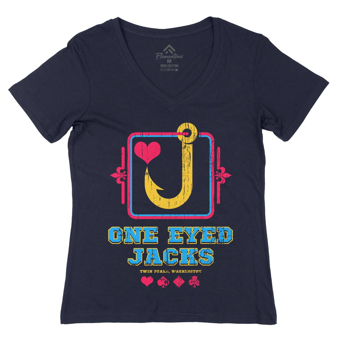 One Eyed Jacks Womens Organic V-Neck T-Shirt Horror D293