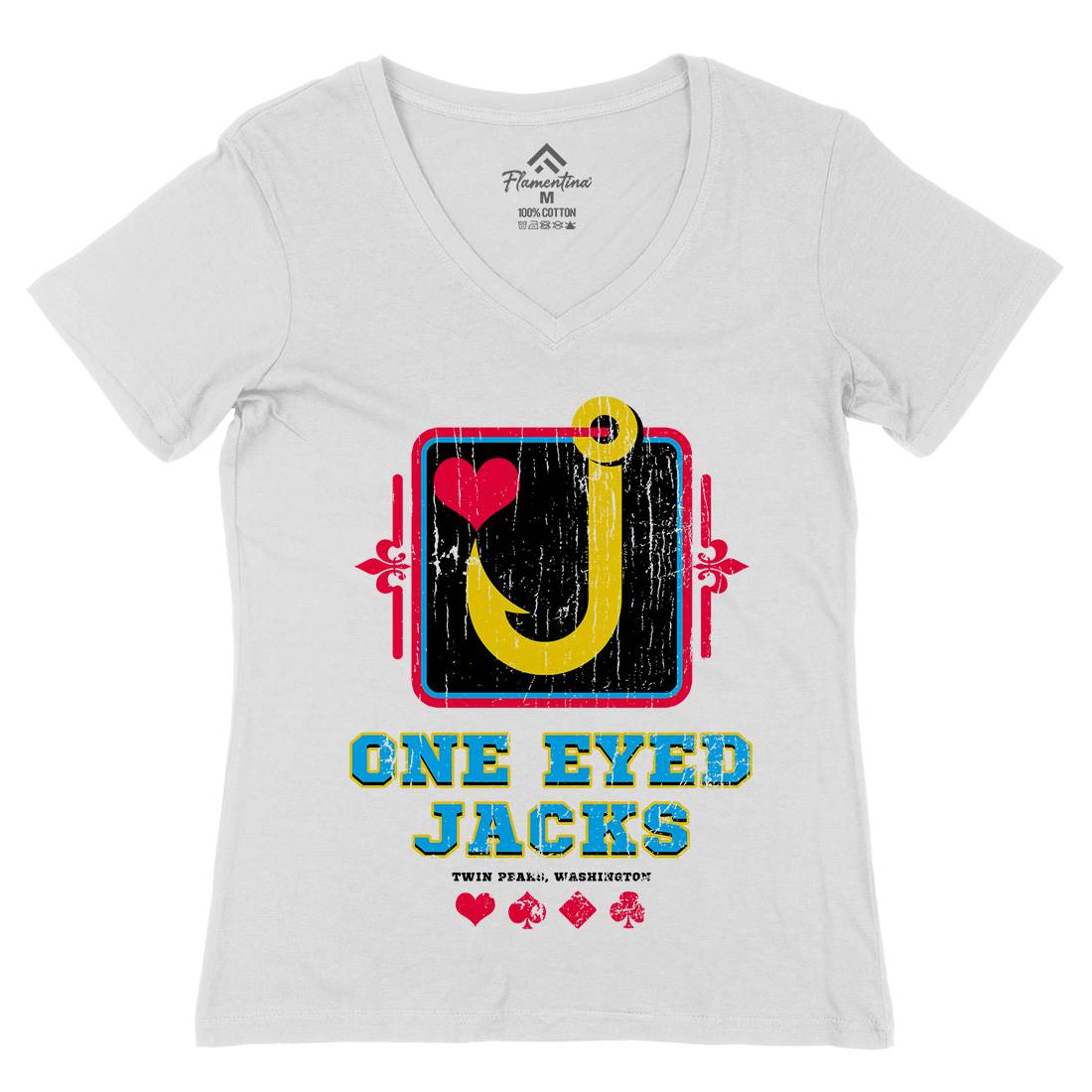 One Eyed Jacks Womens Organic V-Neck T-Shirt Horror D293