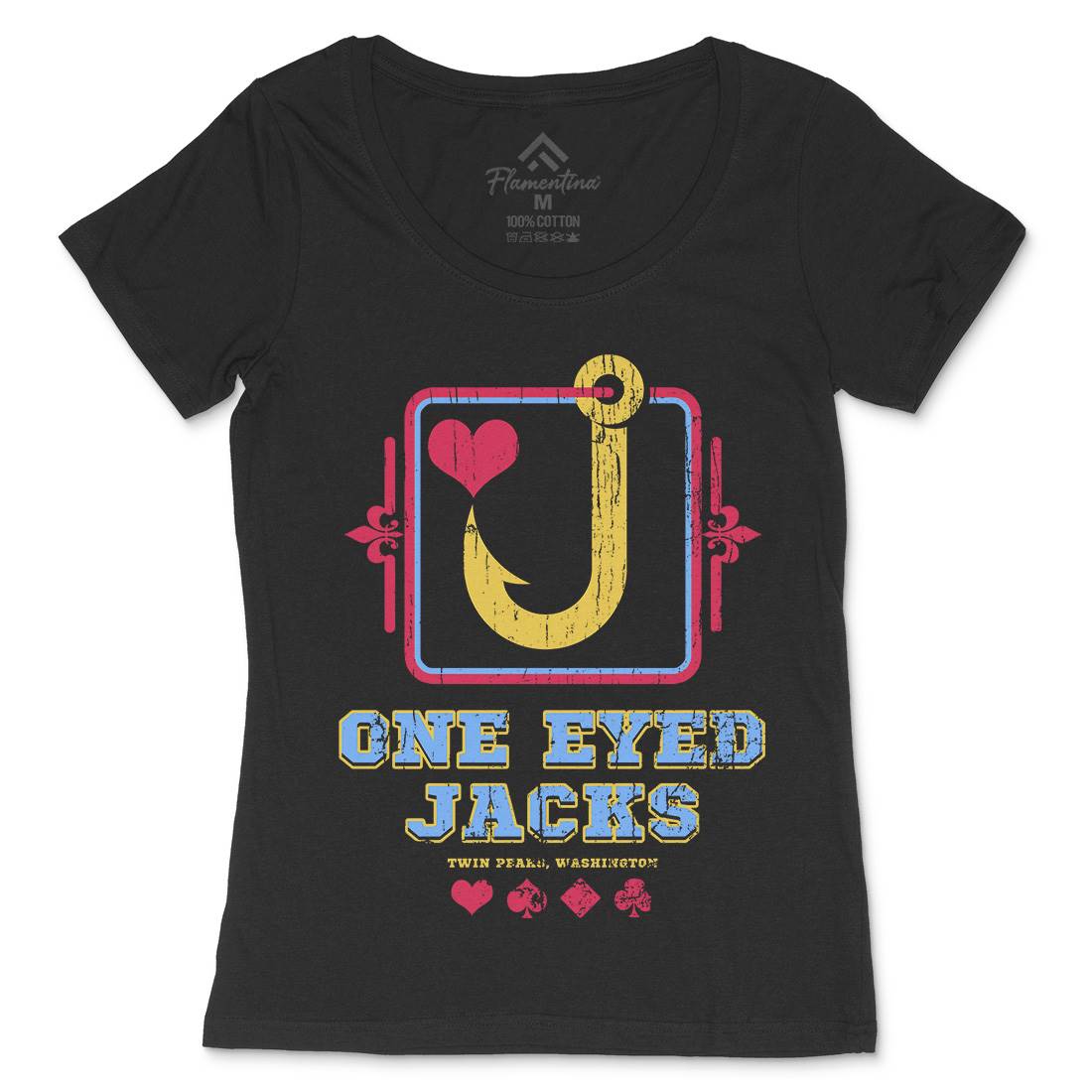 One Eyed Jacks Womens Scoop Neck T-Shirt Horror D293