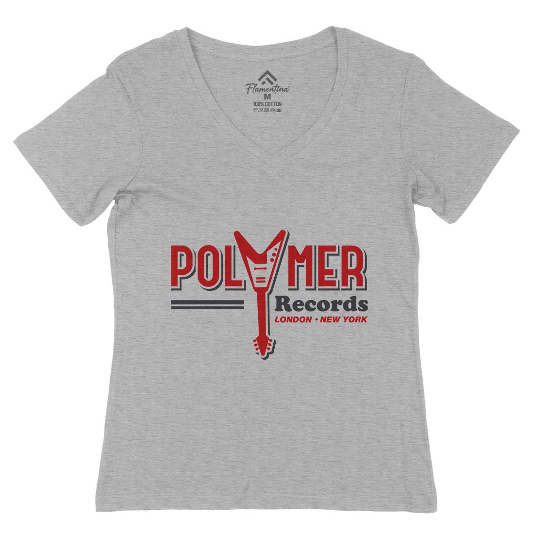 Polymer Womens Organic V-Neck T-Shirt Music D294