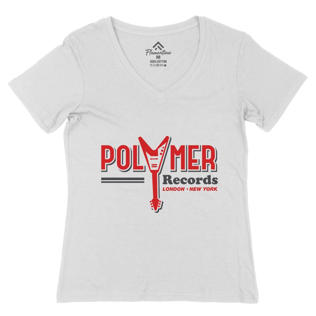 Polymer Womens Organic V-Neck T-Shirt Music D294