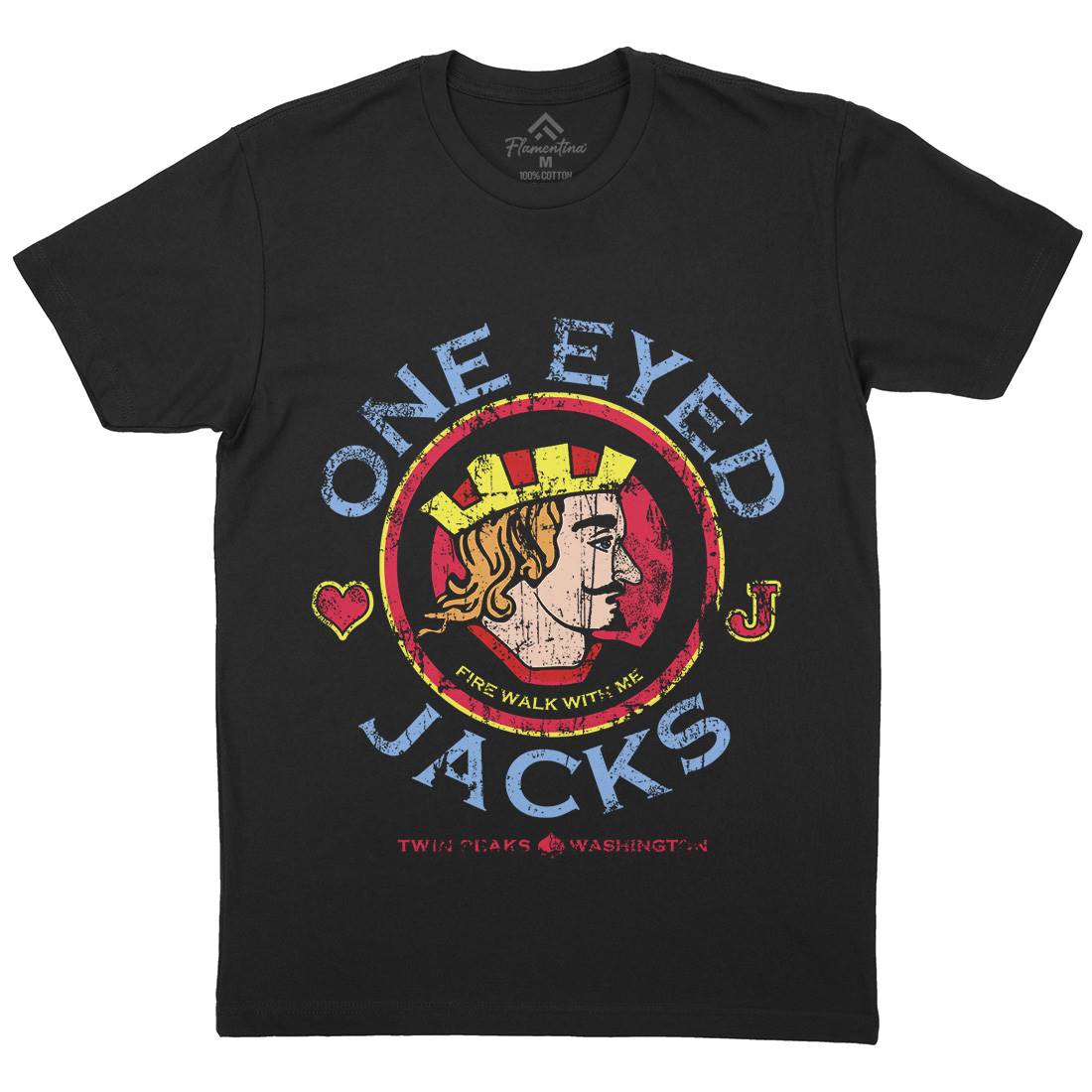 One Eyed Jacks Mens Organic Crew Neck T-Shirt Horror D296
