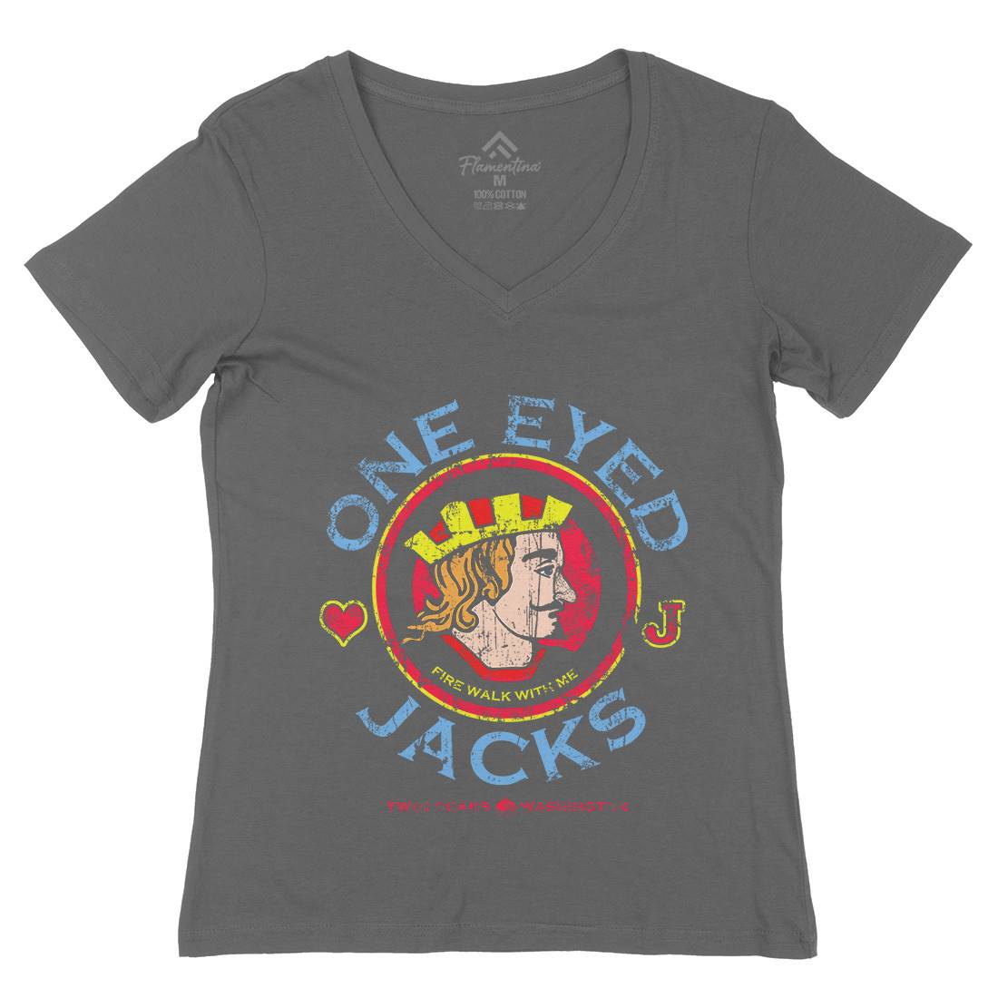 One Eyed Jacks Womens Organic V-Neck T-Shirt Horror D296