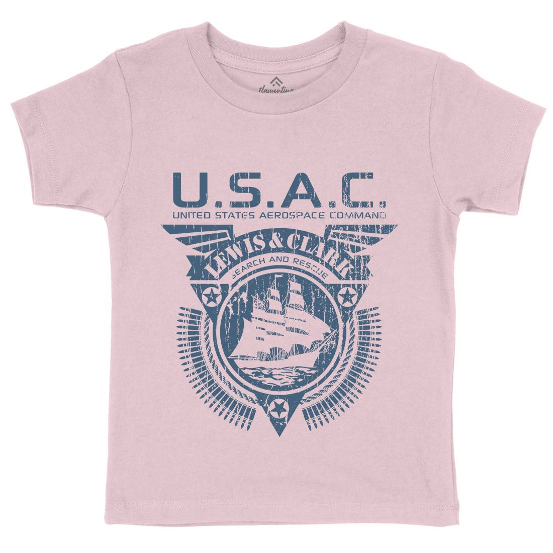 Usac Lewis And Clark Kids Organic Crew Neck T-Shirt Space D297