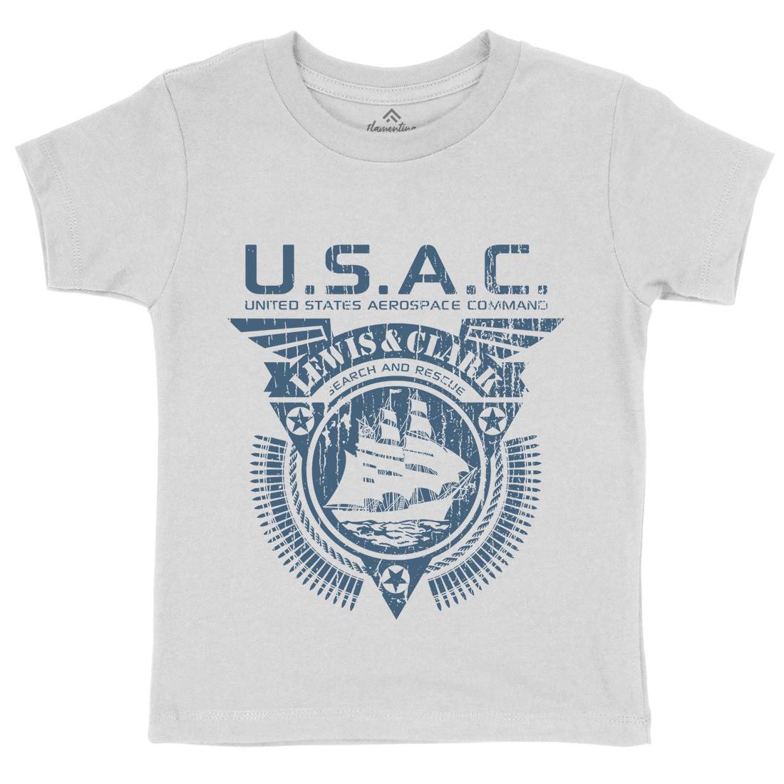 Usac Lewis And Clark Kids Organic Crew Neck T-Shirt Space D297