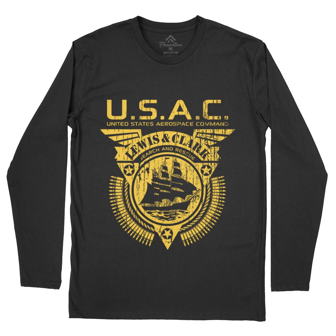 Usac Lewis And Clark Mens Long Sleeve T-Shirt Space D297