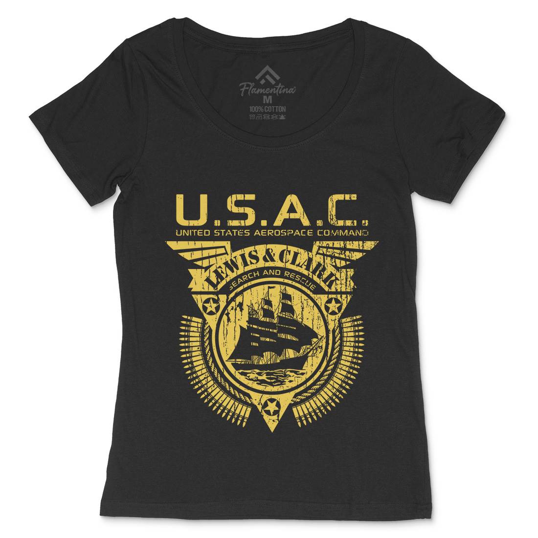 Usac Lewis And Clark Womens Scoop Neck T-Shirt Space D297