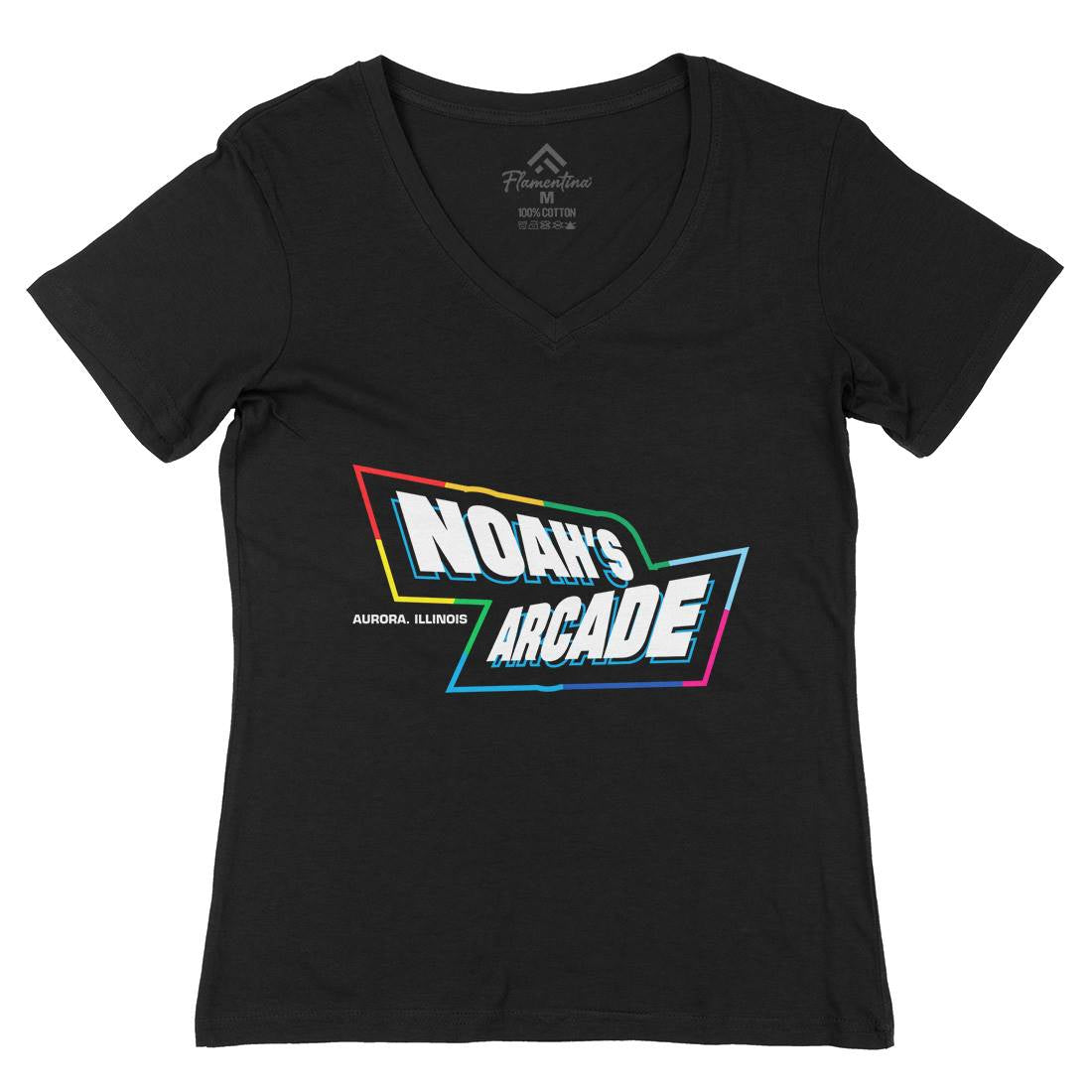 Noahs Arcade Womens Organic V-Neck T-Shirt Retro D298