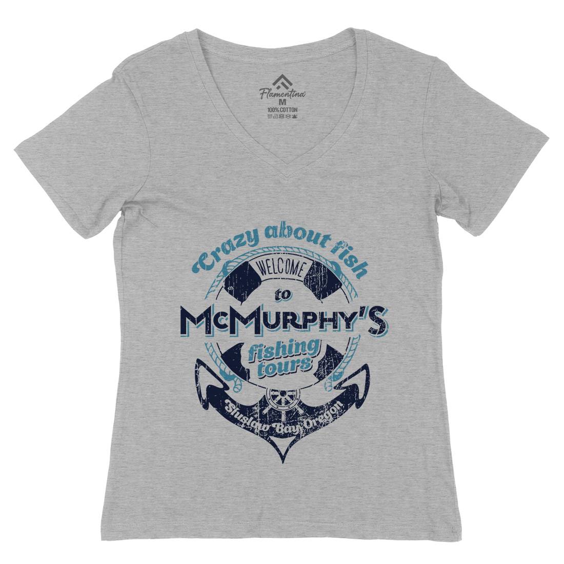 Mcmurphy Fishing Womens Organic V-Neck T-Shirt Sport D299