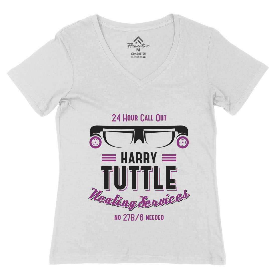 Tuttle Heating Services Womens Organic V-Neck T-Shirt Work D301