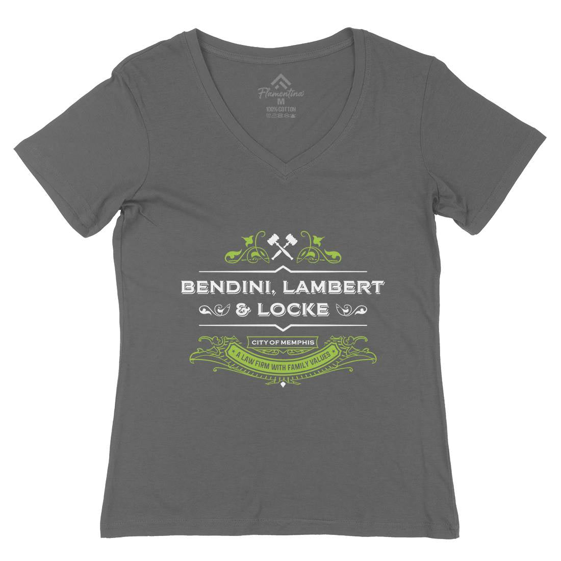 Bendini Lambert And Locke Womens Organic V-Neck T-Shirt Work D303