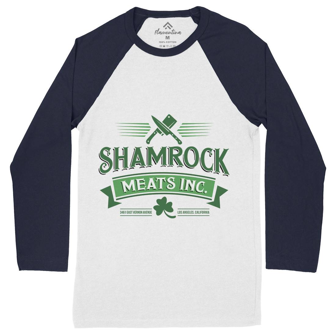 Shamrock Meat Inc Mens Long Sleeve Baseball T-Shirt Food D305