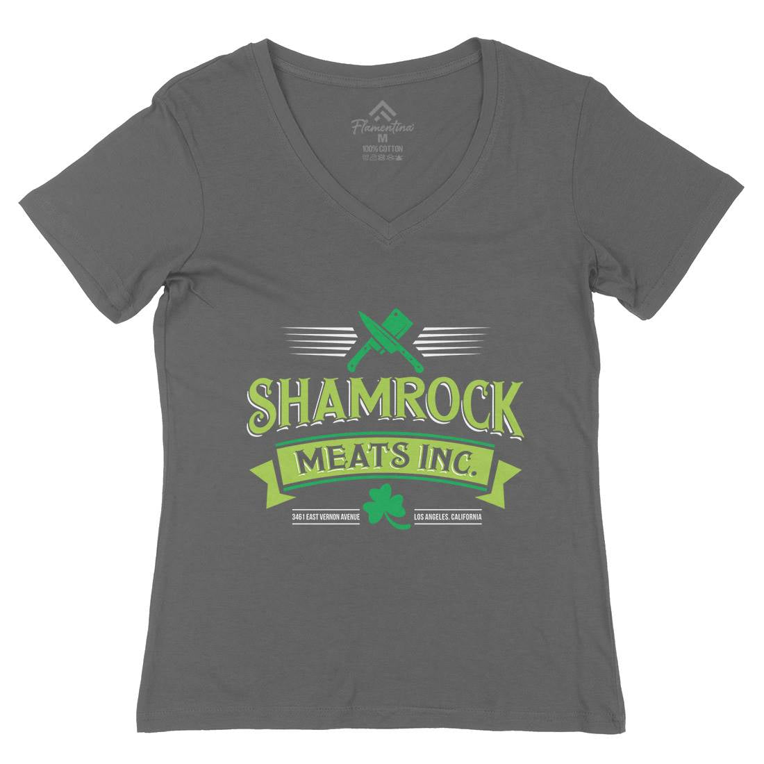 Shamrock Meat Inc Womens Organic V-Neck T-Shirt Food D305