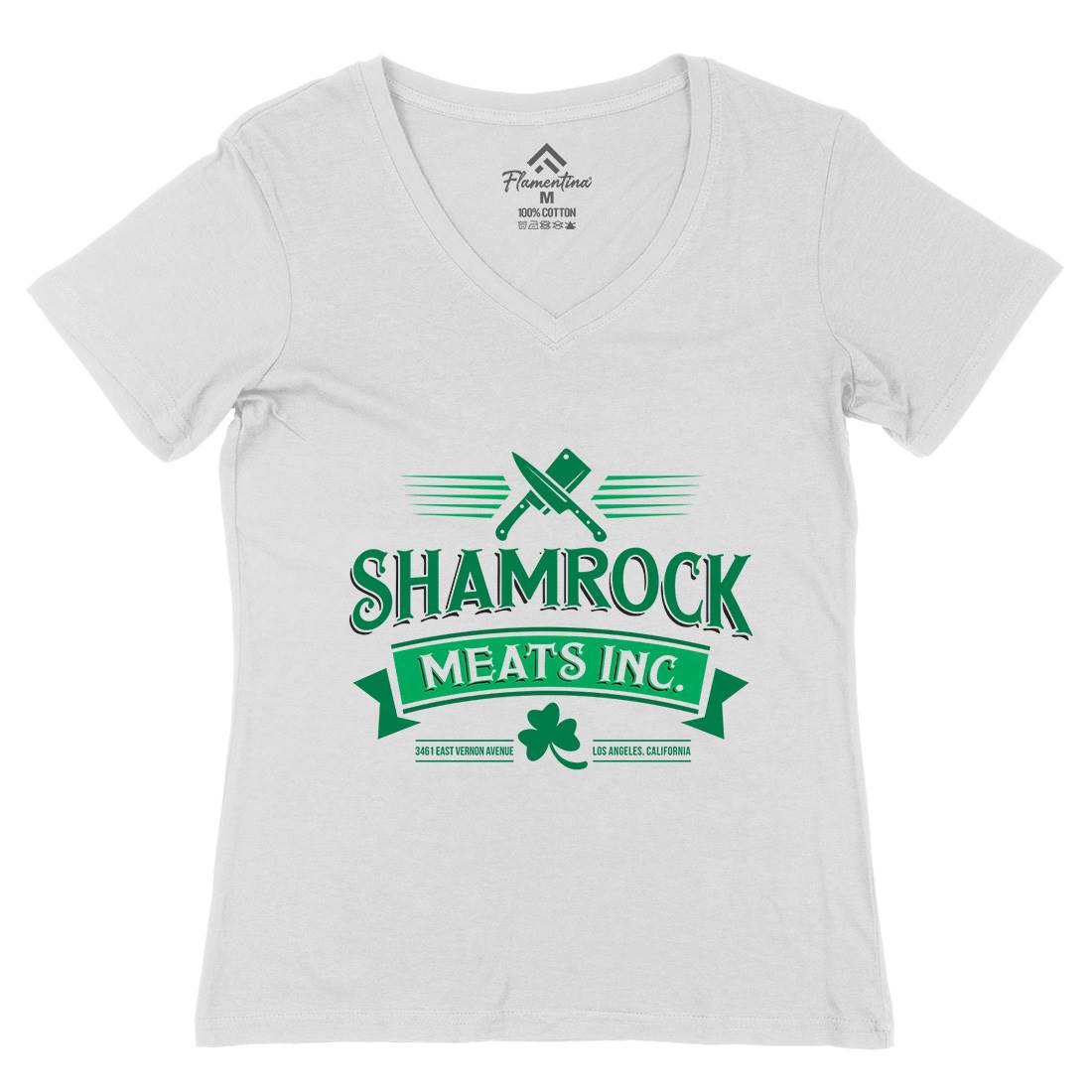 Shamrock Meat Inc Womens Organic V-Neck T-Shirt Food D305