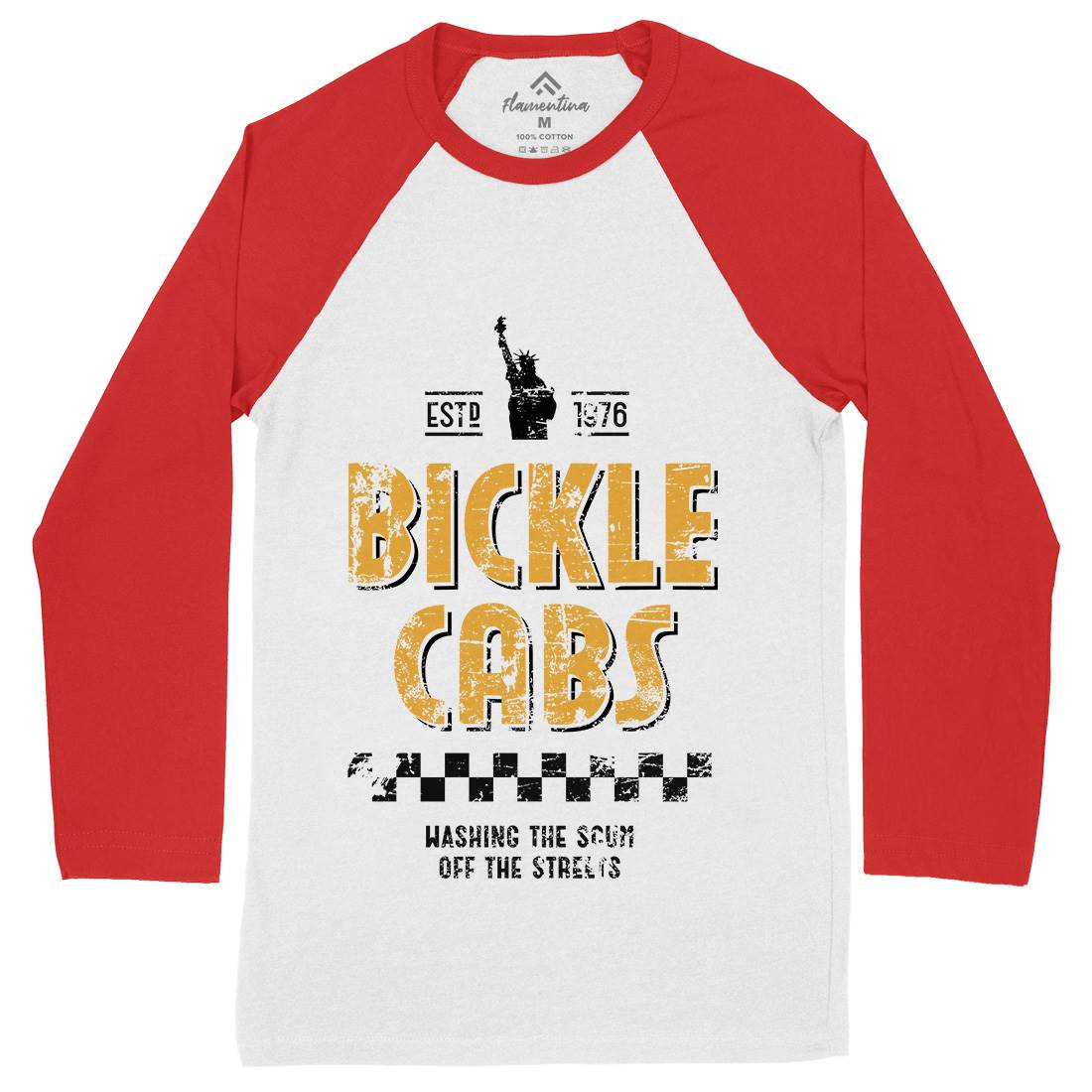 Bickle Cabs Mens Long Sleeve Baseball T-Shirt Retro D306