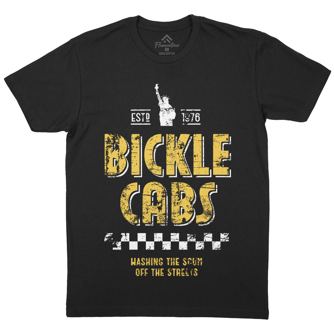 Bickle Cabs Mens Crew Neck T-Shirt Retro D306