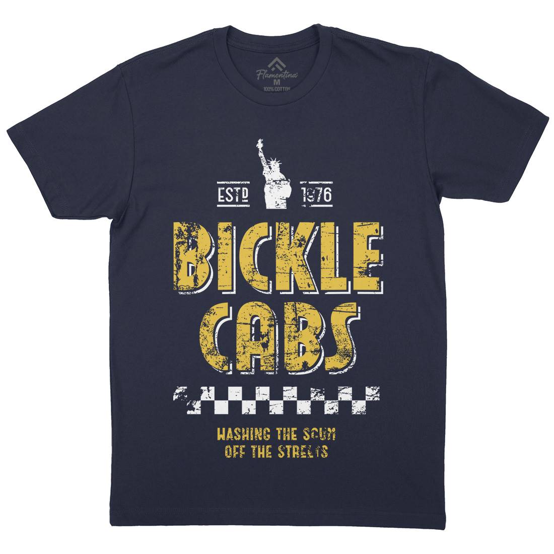 Bickle Cabs Mens Crew Neck T-Shirt Retro D306
