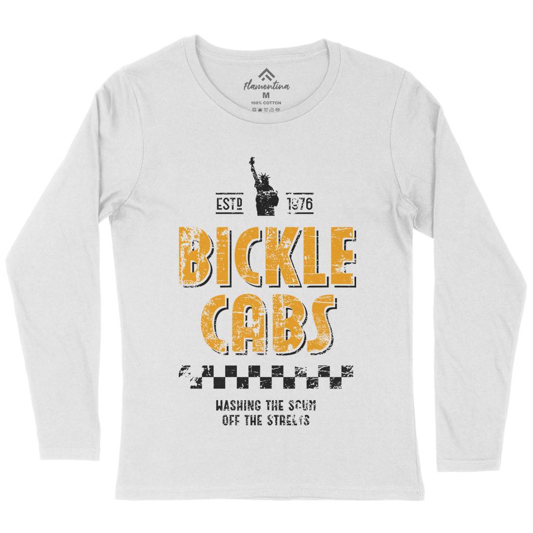 Bickle Cabs Womens Long Sleeve T-Shirt Retro D306