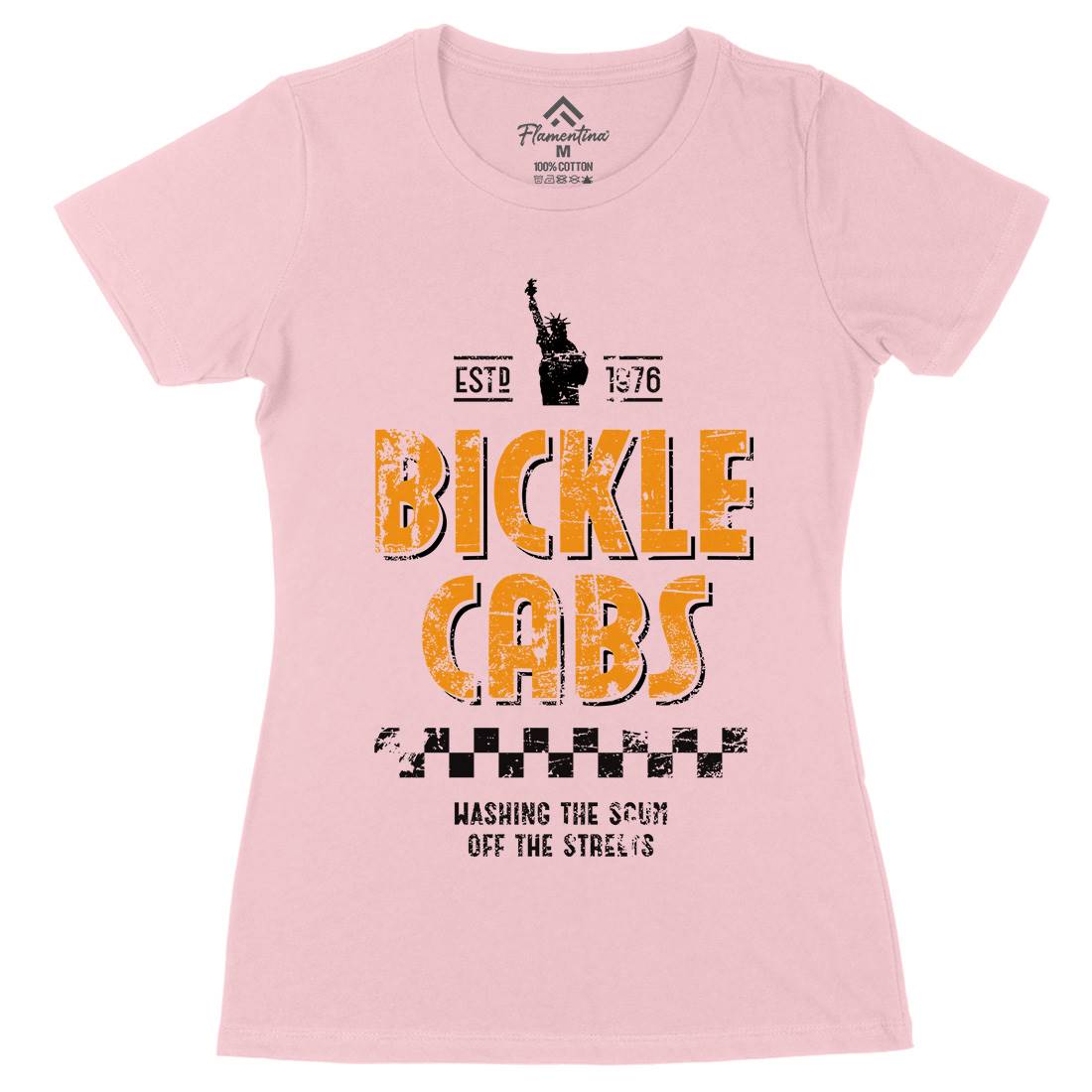 Bickle Cabs Womens Organic Crew Neck T-Shirt Retro D306
