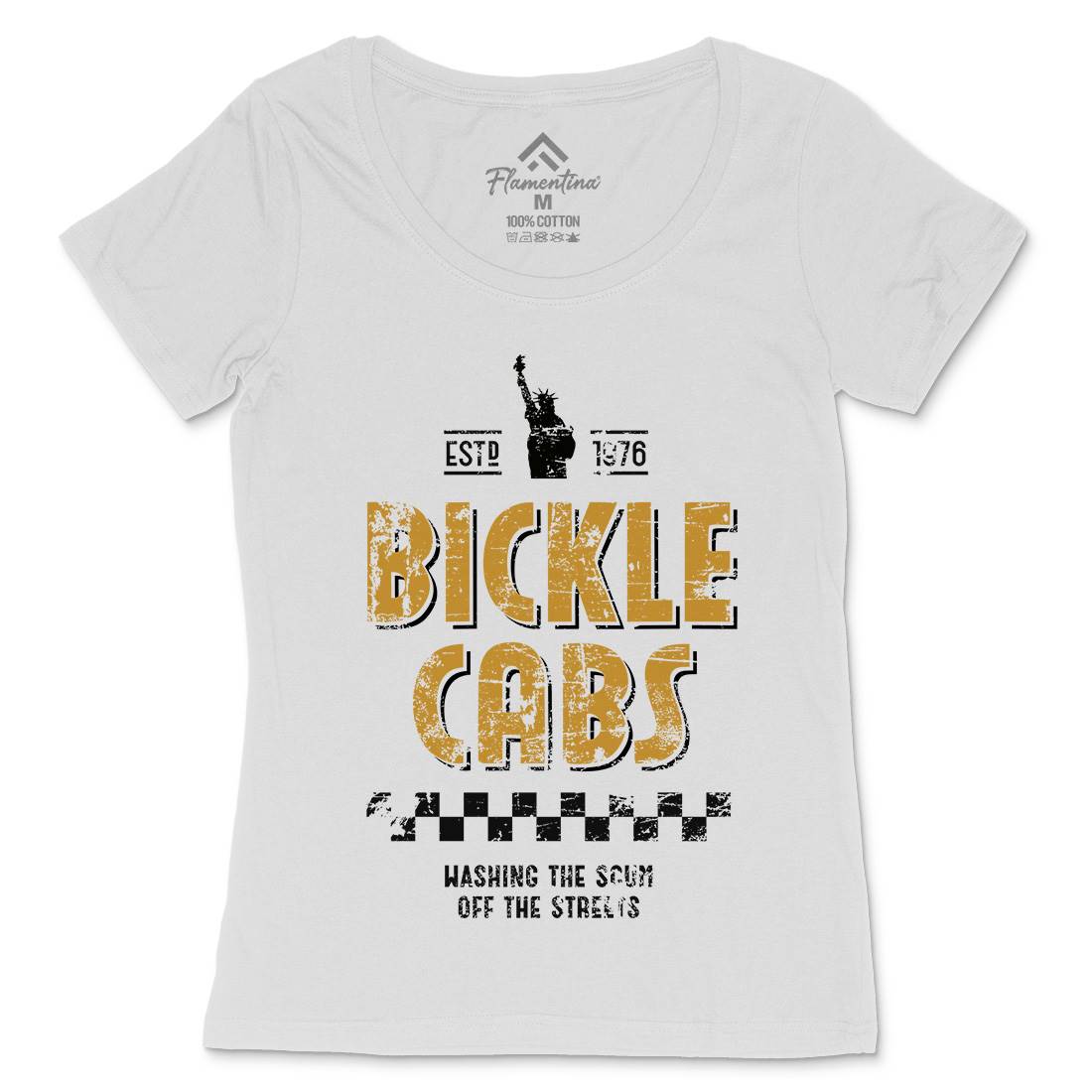 Bickle Cabs Womens Scoop Neck T-Shirt Retro D306