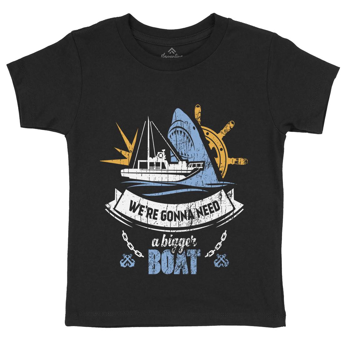 Bigger Boat Kids Crew Neck T-Shirt Navy D307