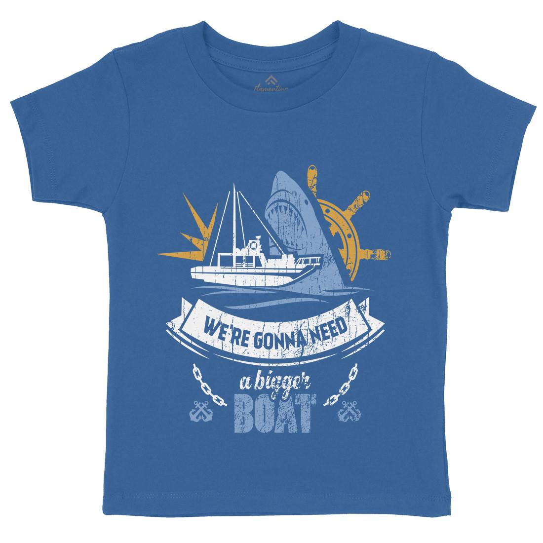 Bigger Boat Kids Crew Neck T-Shirt Navy D307