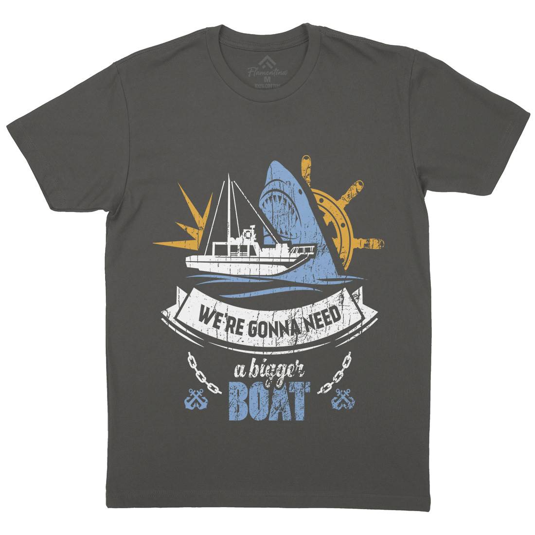 Bigger Boat Mens Organic Crew Neck T-Shirt Navy D307