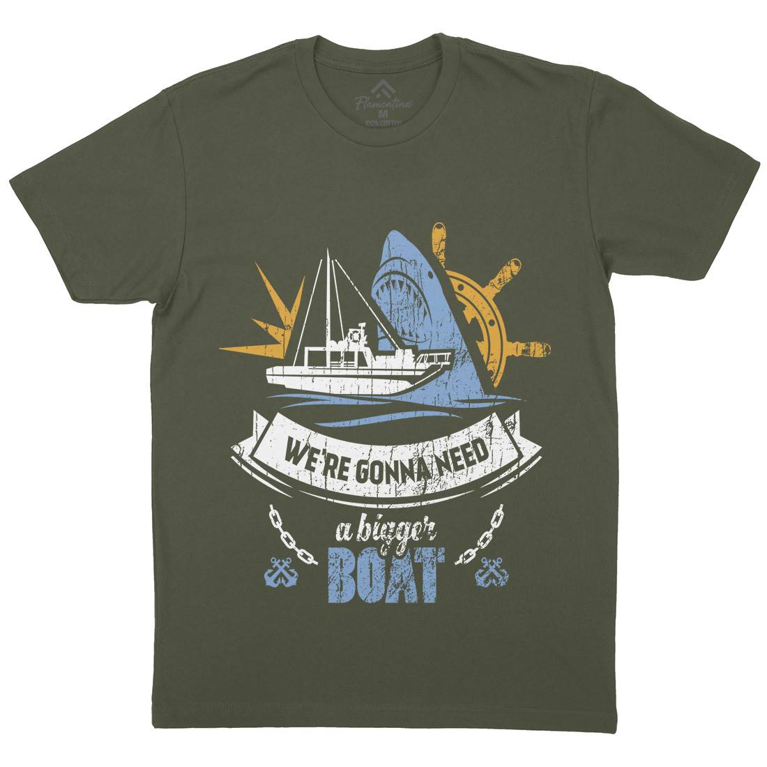 Bigger Boat Mens Crew Neck T-Shirt Navy D307