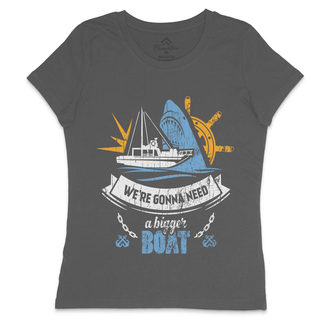 Bigger Boat Womens Crew Neck T-Shirt Navy D307