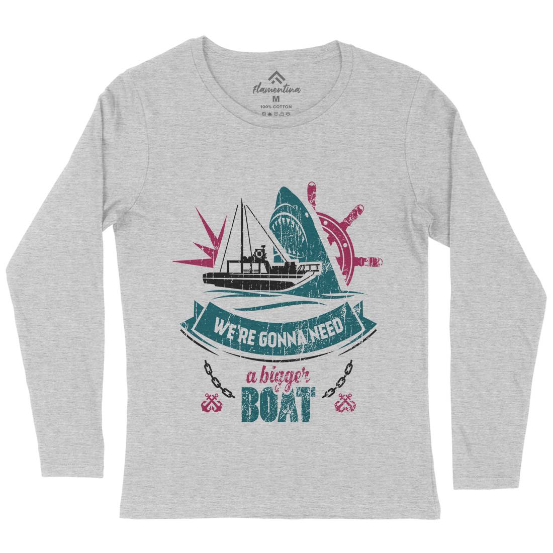 Bigger Boat Womens Long Sleeve T-Shirt Navy D307