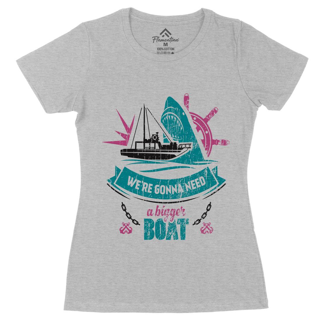 Bigger Boat Womens Organic Crew Neck T-Shirt Navy D307