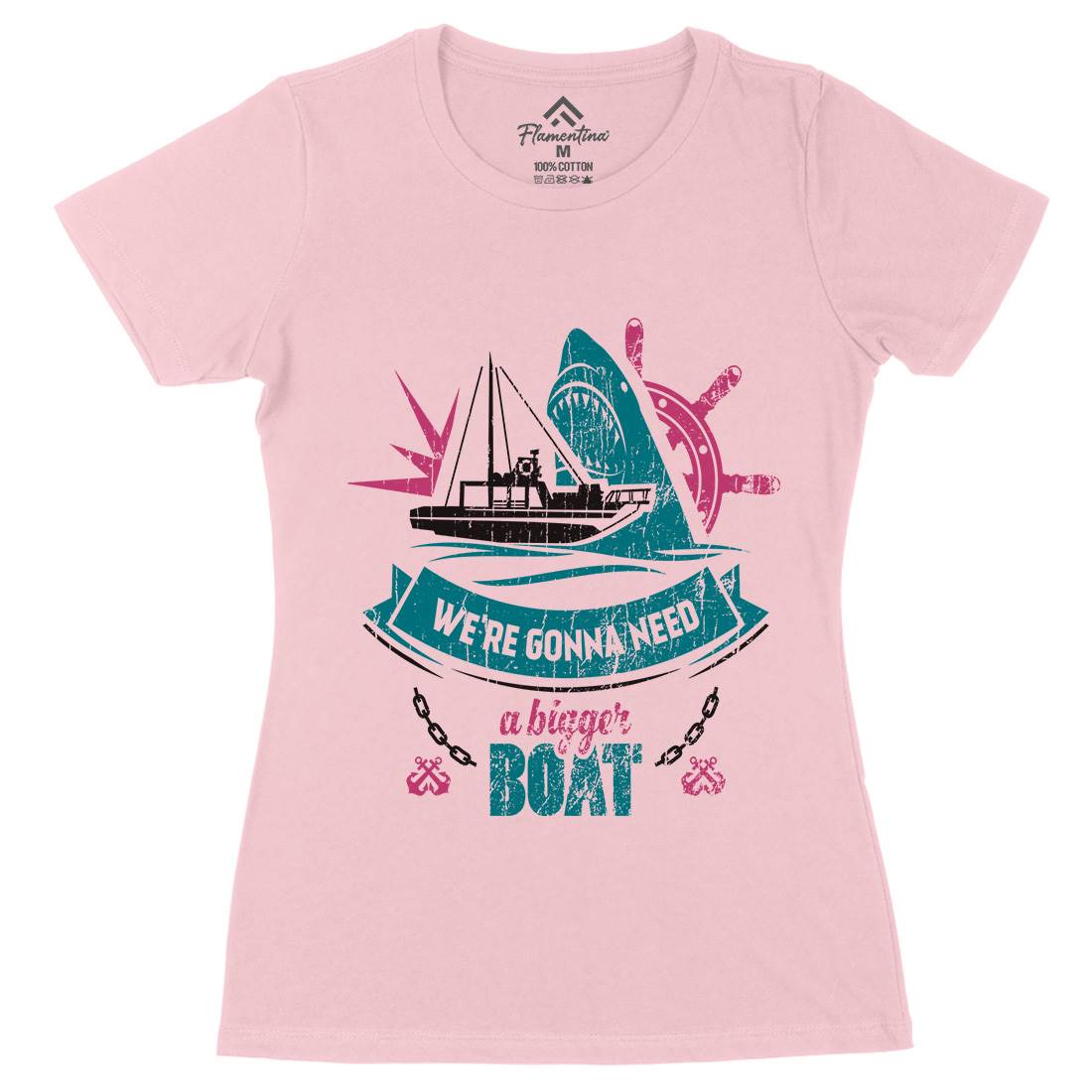 Bigger Boat Womens Organic Crew Neck T-Shirt Navy D307