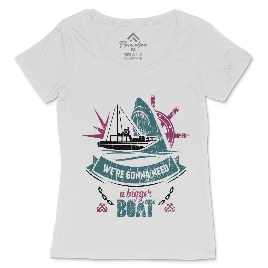 Bigger Boat Womens Scoop Neck T-Shirt Navy D307