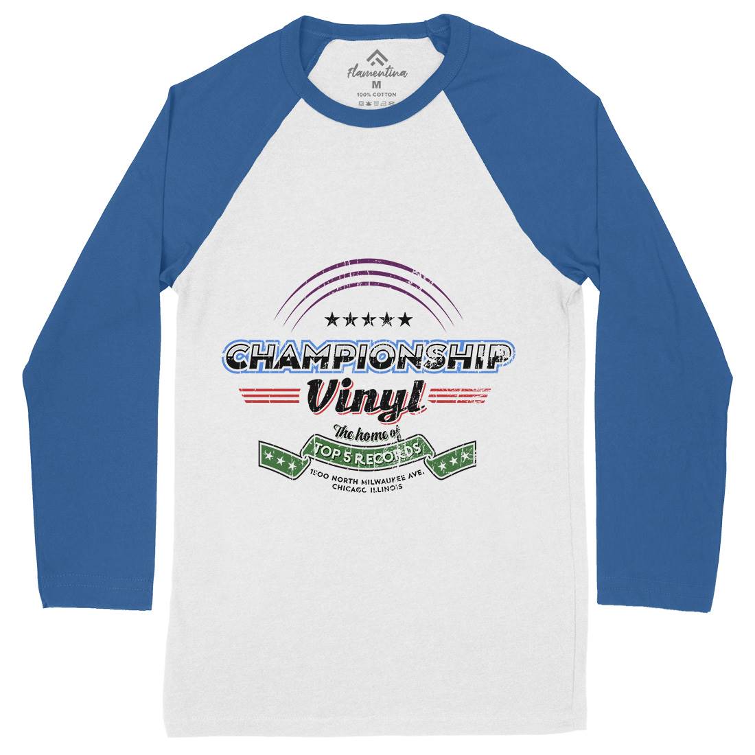 Championship Vinyl Mens Long Sleeve Baseball T-Shirt Music D308