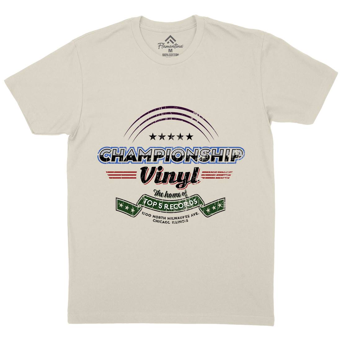 Championship Vinyl Mens Organic Crew Neck T-Shirt Music D308