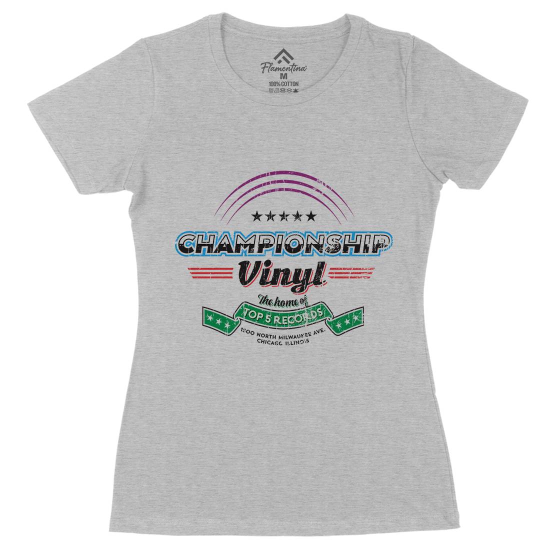 Championship Vinyl Womens Organic Crew Neck T-Shirt Music D308