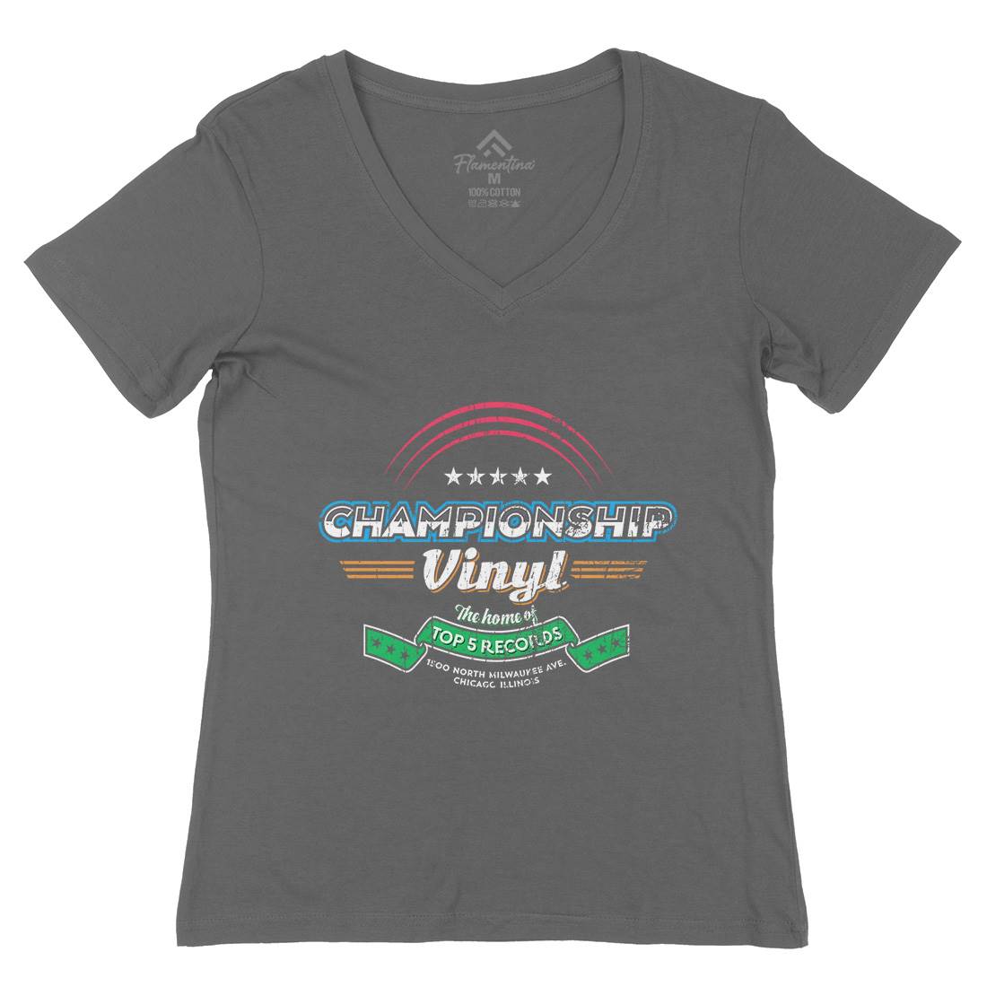 Championship Vinyl Womens Organic V-Neck T-Shirt Music D308