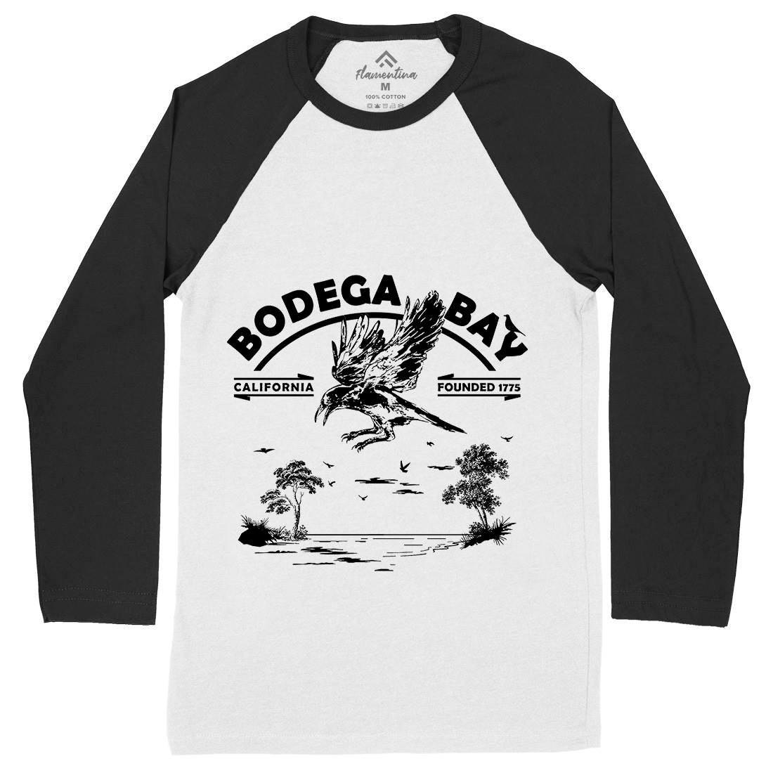 Bodega Bay Mens Long Sleeve Baseball T-Shirt Horror D310