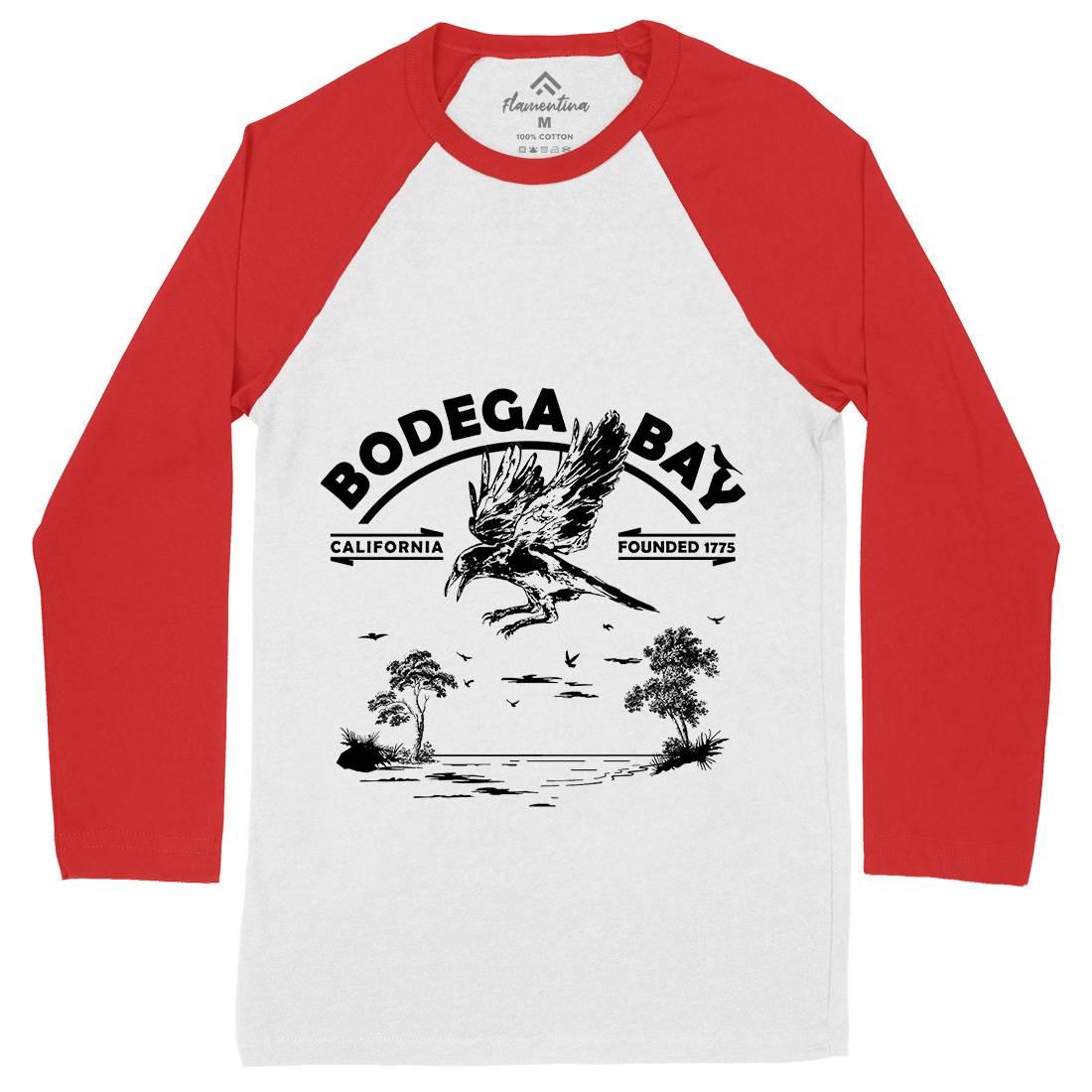 Bodega Bay Mens Long Sleeve Baseball T-Shirt Horror D310