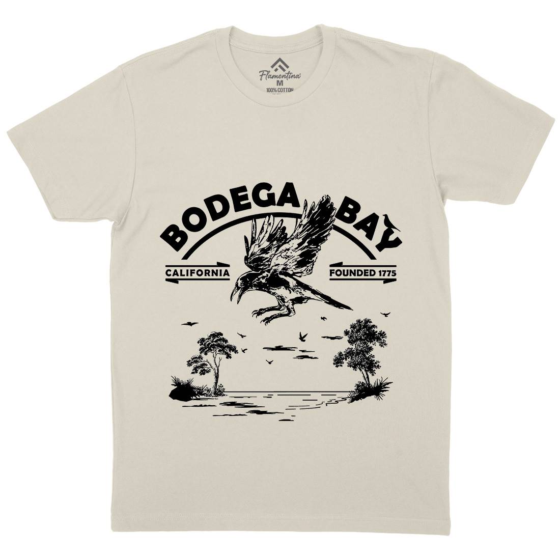 Bodega Bay Mens Organic Crew Neck T-Shirt Horror D310