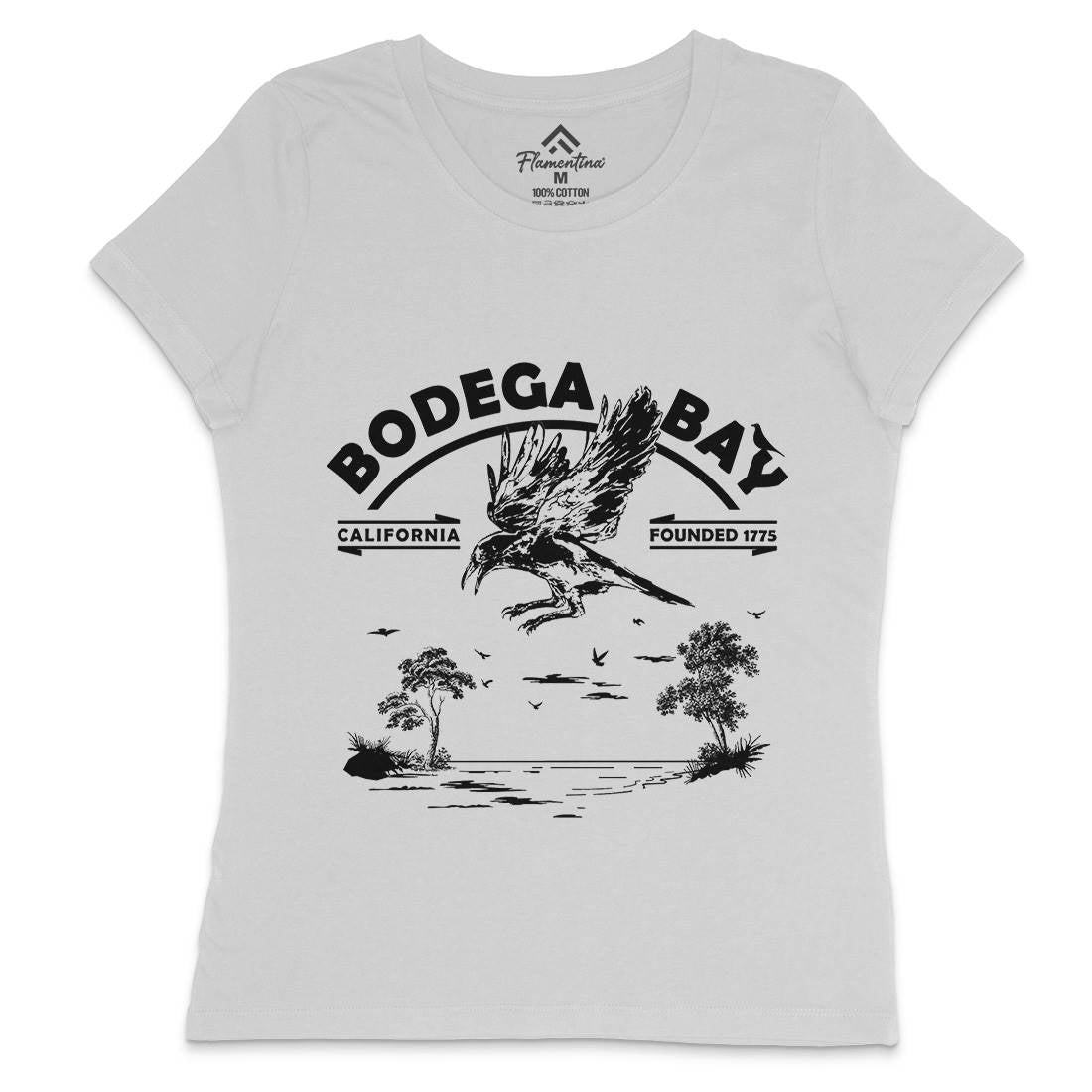 Bodega Bay Womens Crew Neck T-Shirt Horror D310