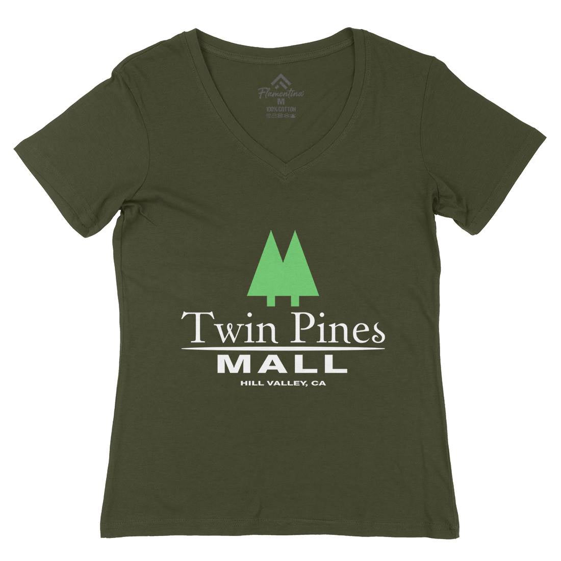 Twin Pines Mall Womens Organic V-Neck T-Shirt Space D311