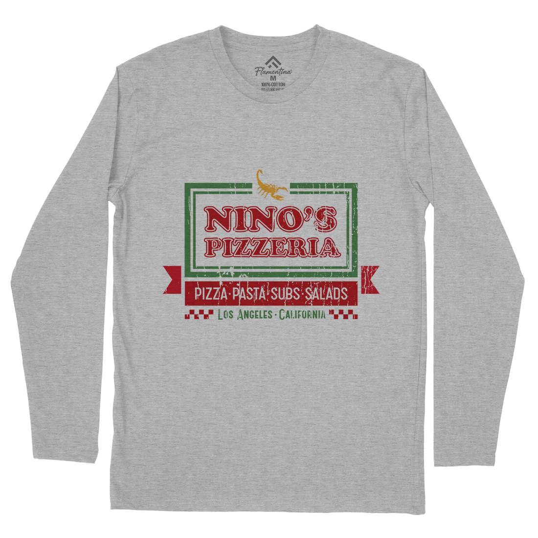 Ninos Pizzeria Mens Long Sleeve T-Shirt Food D313