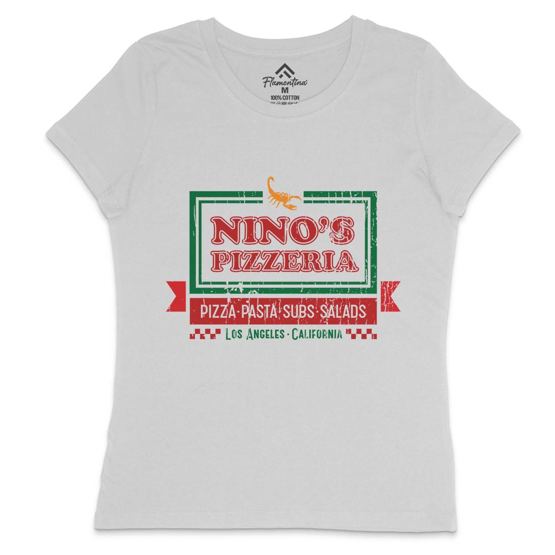 Ninos Pizzeria Womens Crew Neck T-Shirt Food D313