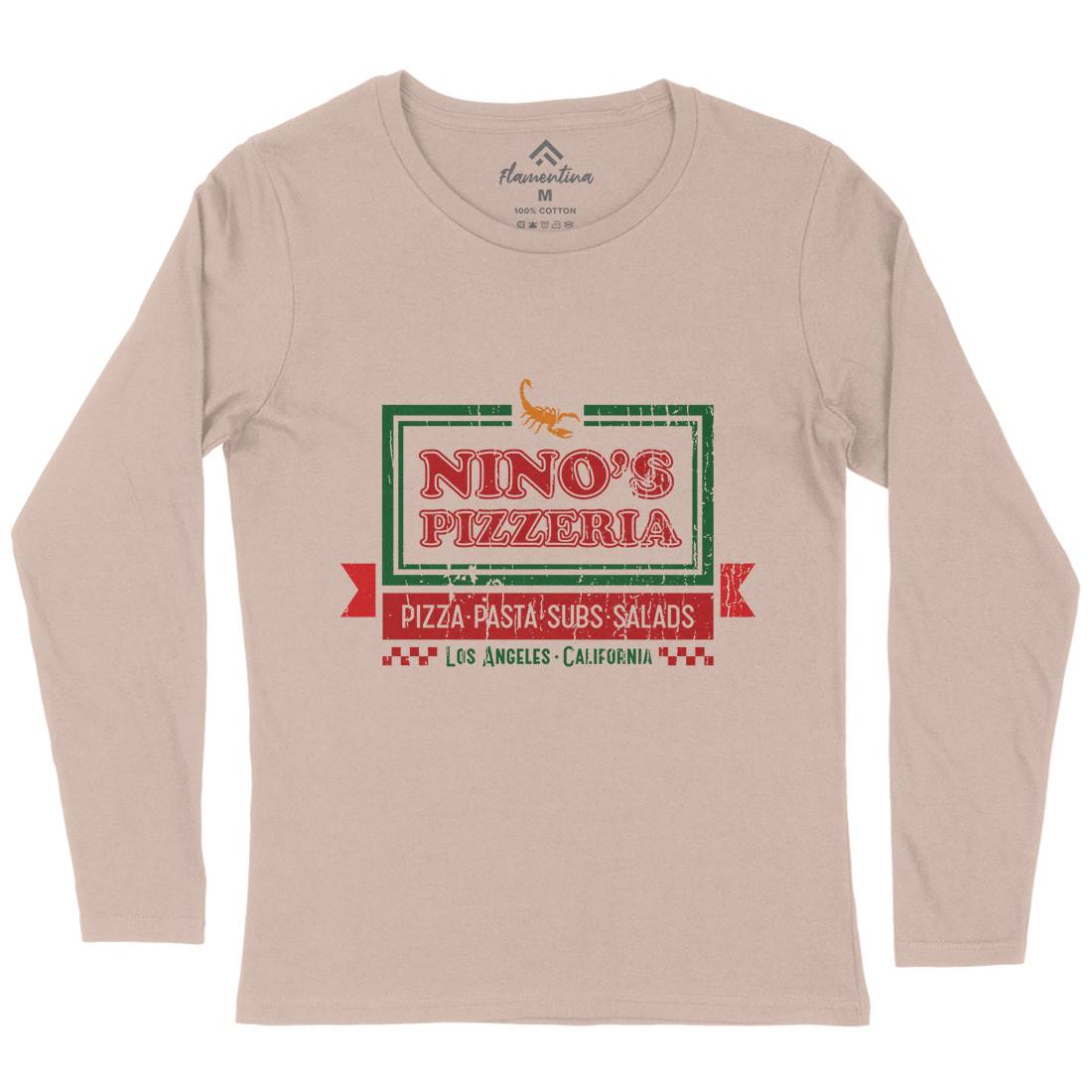 Ninos Pizzeria Womens Long Sleeve T-Shirt Food D313